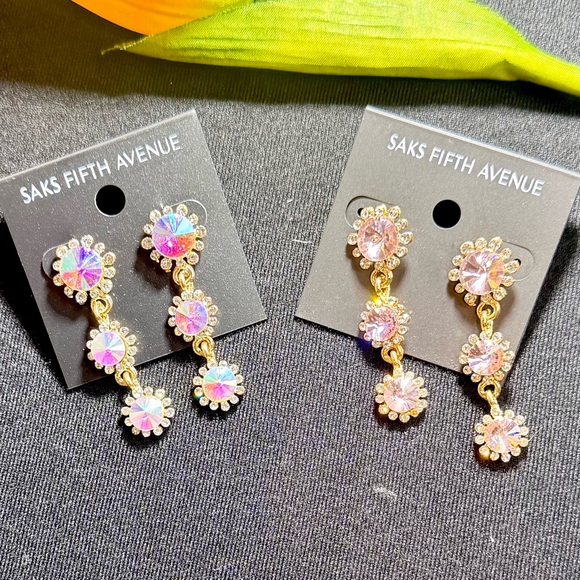 Pink Crystal Dangle Earrings - Saks Fifth Avenue - Picture 7 of 16